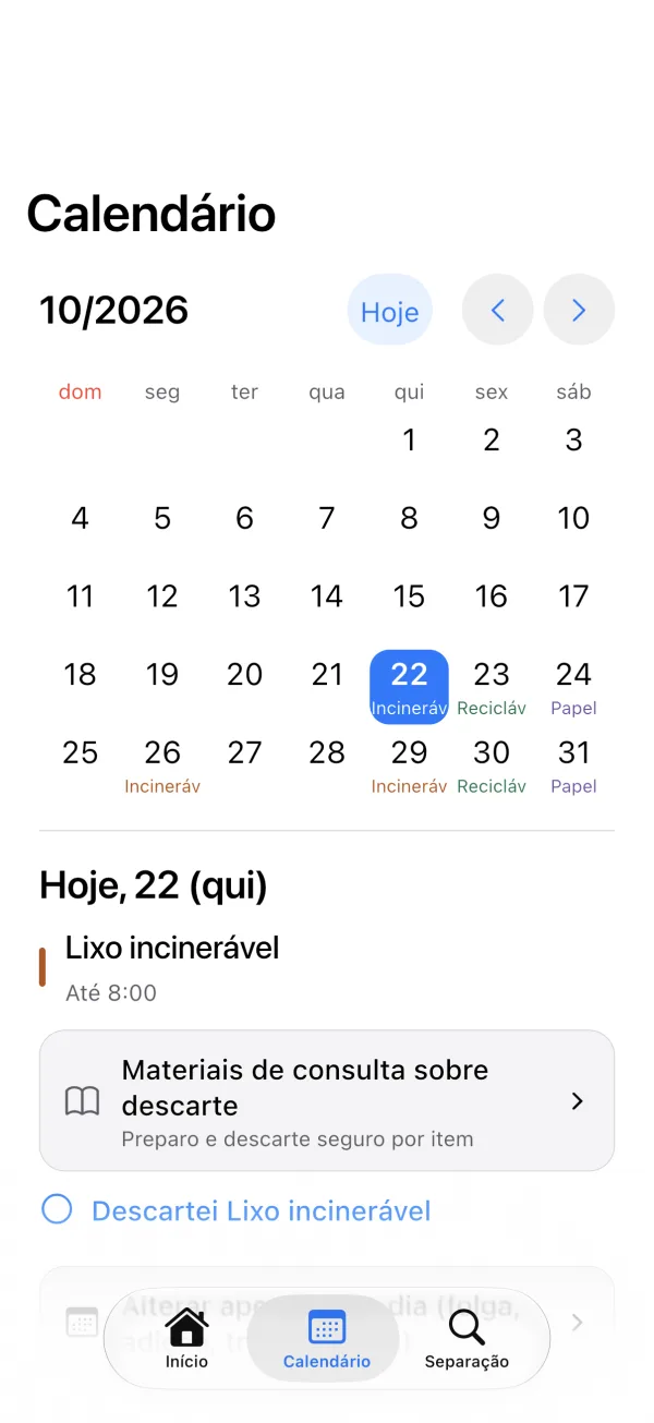 Calendário — iPhone